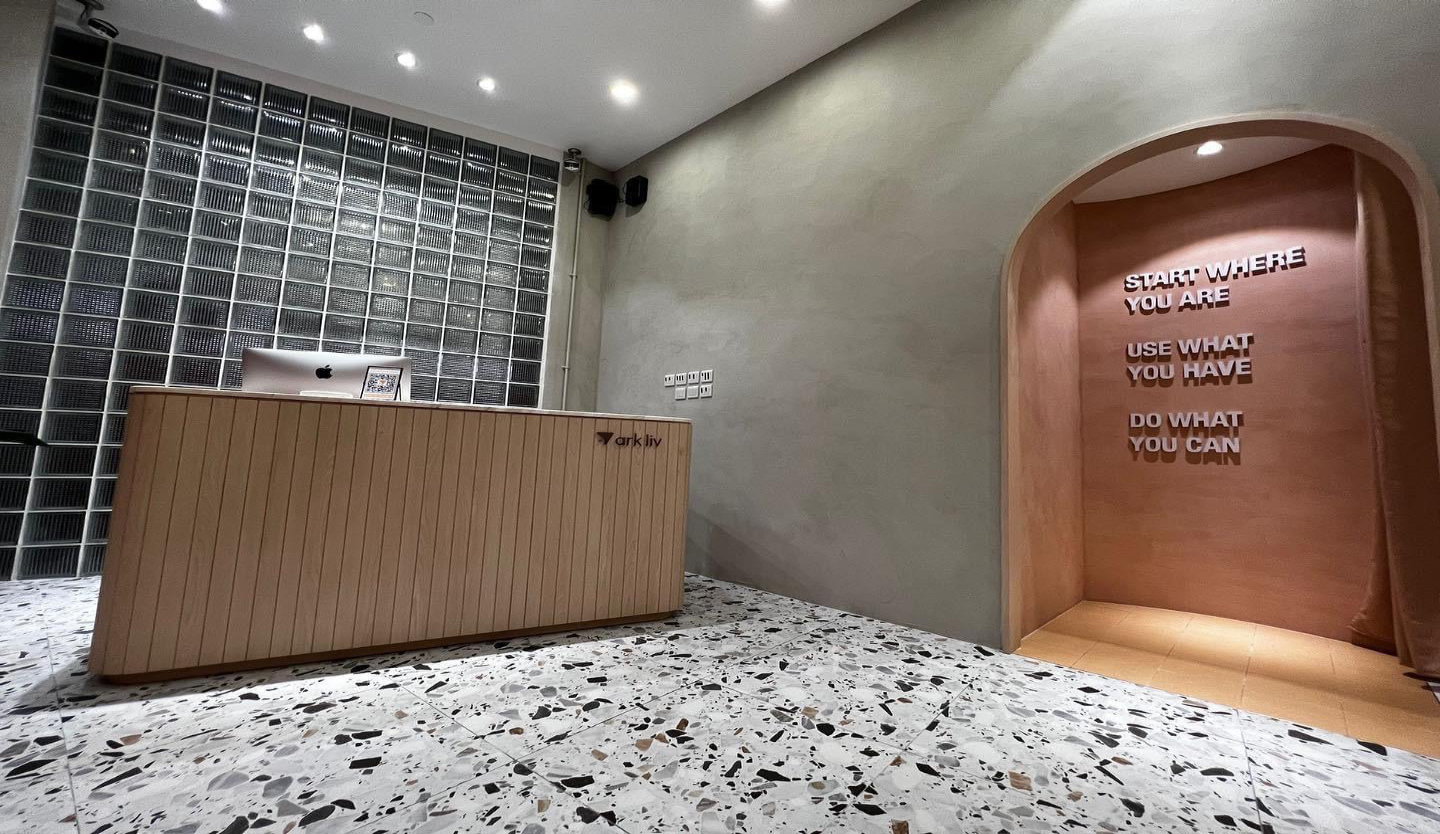ark grit gym storefront fit-out by Trident Fitout, glass shopfront with promotional signage beside the neighbouring fit-bloc unit